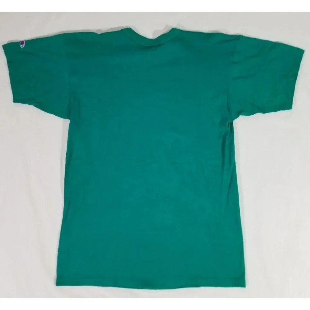 Vintage Champion 90's 100% Cotton Single Stitch Teal Blue USA Made Shirt Mens L - Picture 6 of 7